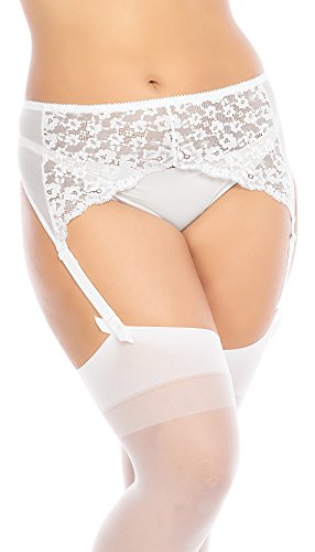 BIGGI BIG Suspender Strumpfgütel Strapsgütel Strumpfhalter Strapshalter Große Größen Pasek do pończoch Kobiety, Weiß, 58-60