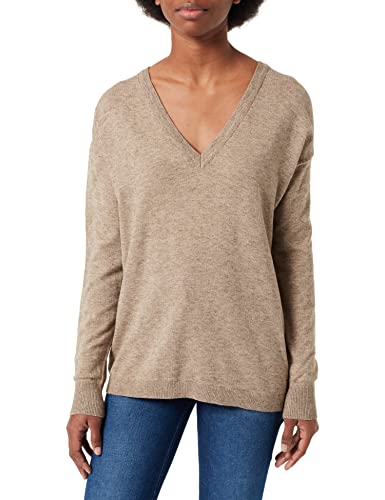 OBJECT COLLECTORS ITEM Damski sweter Objthess L/S dekolt w serek Knit Noos, Fossil/Szczegóły: melanż, XL