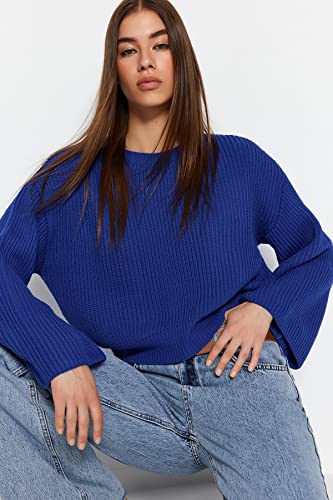 Trendyol Damski sweter oversize z dzianiny, saksofon, S, Saksofon, S