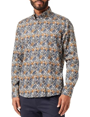 bugatti Męska koszula rekreacyjna rękaw 1:1, Marine-390, 3XL