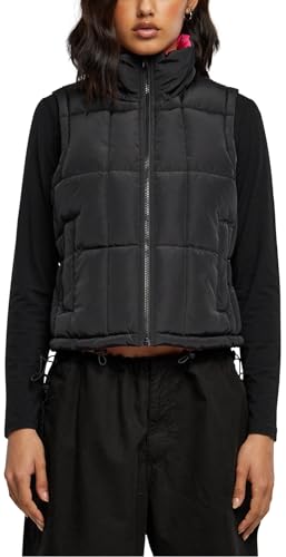 Urban Classics Damska kamizelka damska Reversible Cropped Puffer Vest black/fuksja L, czarny/fuksja, L