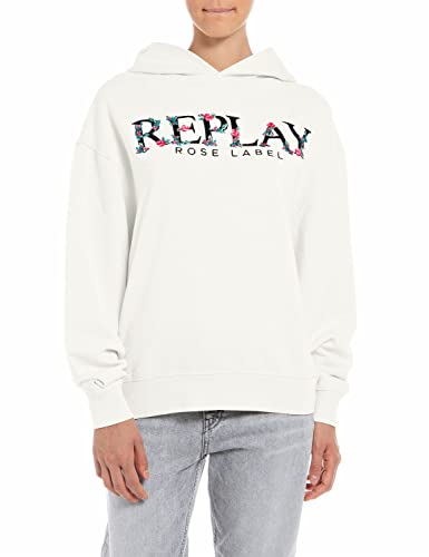 Replay Damska bluza z kapturem, W3704C, 707, kremowa, XS, 707 krem, XS