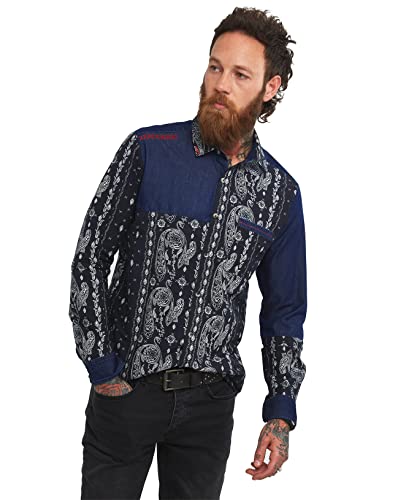 Joe Browns Męska koszula z nadrukiem bandana Mix and Match Bandana Indigo Blue, S, Niebieski Indigo, S