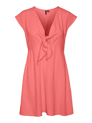 VERO MODA Women's VMMYMILO Cap Sleeve Mini Dress WVN GA sukienka, Ge Peach, M, ge peach, M