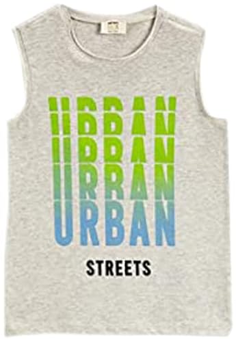 Koton Koszulka chłopięca z nadrukiem Crew Neck Tank Top, szary (023), 7-8 lat