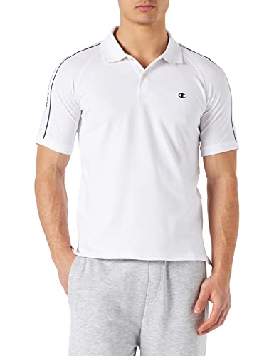 Champion Męska koszulka polo Gallery Tape, pique Stretch, Bianco, S