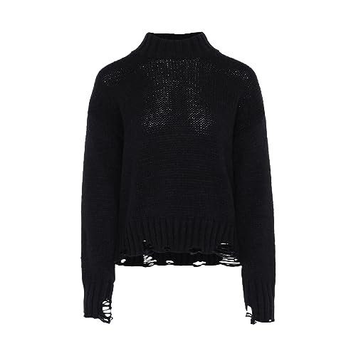 myMo Damski sweter z dzianiny CZARNY M/L, czarny, M