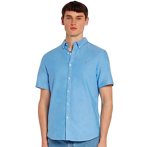 Farah Koszula męska Brewer Slim Fit Cotton Oxford, średni niebieski, XL