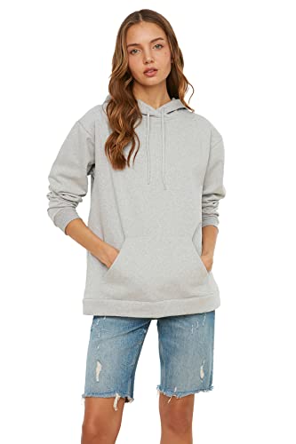 Trendyol Damska bluza z kapturem Kangaroo Pockets Boyfriend Rogged Knitted Hooded Sweatshirt, S