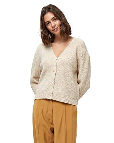 Peppercorn Damski kardigan z dekoltem w serek z dekoltem w serek, Ciepły piasek melanż, XL