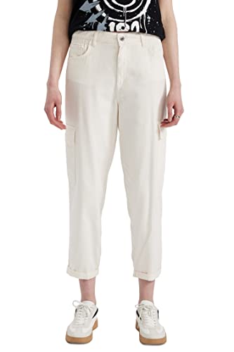 DeFacto Damskie spodnie do biegania z dzianiny na co dzień – standardowy krój, spodnie do joggingu, damskie spodnie do joggingu, dres do joggingu, écru, 40