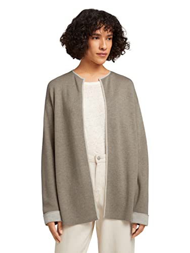 TOM TAILOR Damski Dwukolorowy kardigan 1028974, 27834 - Oyster Grey Melange, M