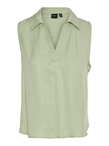 VERO MODA Women's VMHARPER SL Collar Short Top, Reseda, XL, Reseda, XL