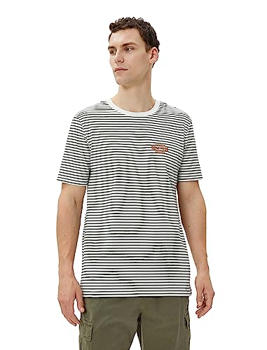 Koton Men College T-Shirt Embroidered Crew Neck Short Sleeve, Zielony pasek (7s6), L