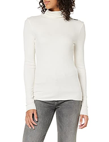 G-STAR RAW Damska koszulka Slim Rib Mock Neck, Biały (Milk C890-111), XL