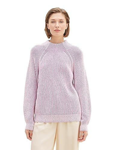 TOM TAILOR Sweter damski, 34136 - Offwhite Mauve Plaited Rib, XS