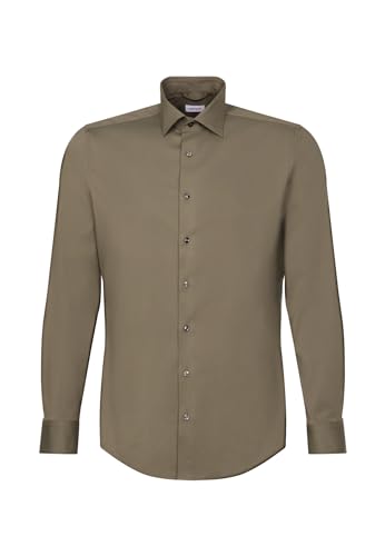 Seidensticker Męska koszula z długim rękawem Extra Slim Fit, ciemnozielony, 38