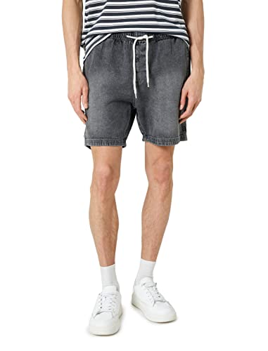 Koton Męskie szorty z denimu ze sznurkiem, z kieszeniami, z bawełny, szary (023), 32