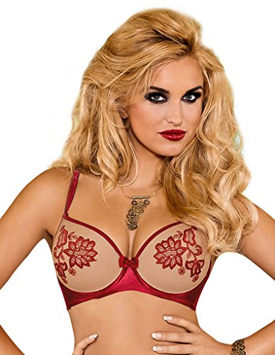 Roza Mehendi Biustonosz Push Up bordowy 36C, 150 g