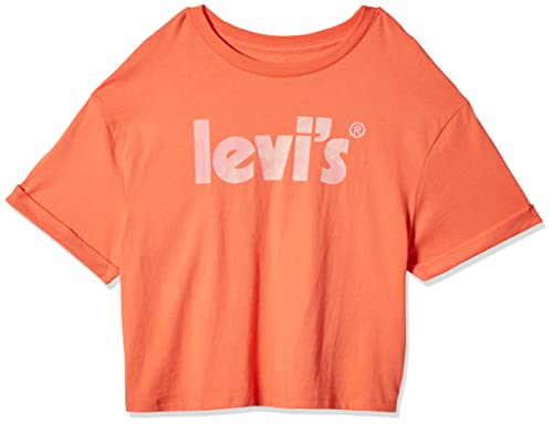 Levi's Kids Koszulka dziewczęca Lvg Meet & Greet zwinięty rękaw, Gorący koral, 24 Miesiące