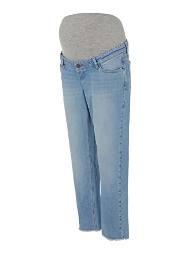 MAMALICIOUS Damskie Spodnie Mlakita Relaxed Cropped Jeans, Jasnoniebieski dżins/detale: pranie, 29-32