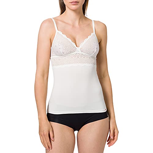 Skiny Damska koszula spaghettishirt bambusowa koronkowa spaghetti, kość słoniowa, 36