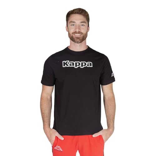 Kappa Męski T-shirt z logo Fromen, czarny, XS
