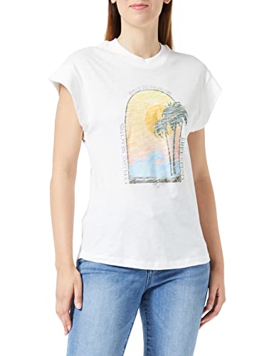 Bestseller A/S Damski Onlzoe S/L Beach TOP Box JRS T-Shirt, Cloud Dancer/Print:Hanolulu, L, Cloud Dancer/Print:hanolulu, L
