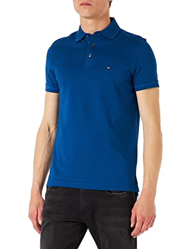 Tommy Hilfiger Męska koszulka polo z końcówkami Mouline Slim, Grecka_Isle Blue, XXL