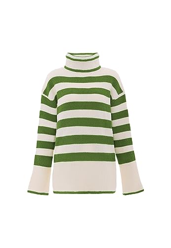 Blonda Damski sweter z golfem WOLLBIAŁY granatowy M/L, Wełniana biel morska, M