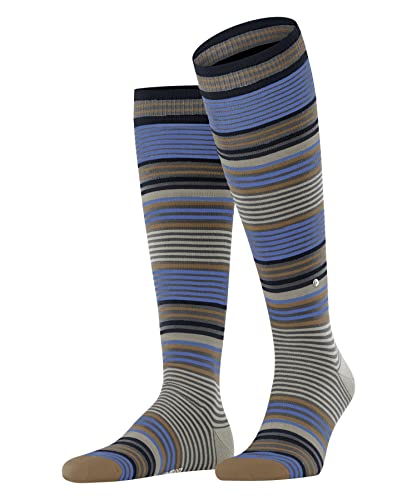 Burlington Mężczyźni Podkolanówki Stripe M KH Wełna długie z wzorem 1 Para, Szary (Dark Grey 3070), 40-46