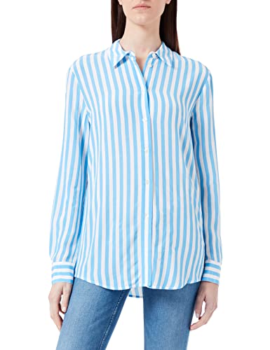 Tommy Hilfiger Damska bluzka wiskozowa Fleur Ls, Banker Stp/Hydrengea Niebieski, 70