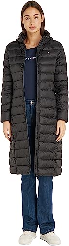 Tommy Hilfiger Damskie płaszcze MW Padded Global Stripe Maxi, Czarny, XS