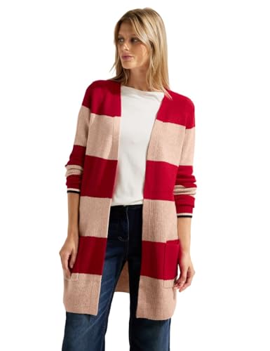 Cecil Tos_Cosy-Blok Strukturalny, Sztywny sweter damski w paski, Casual Red Melange, M