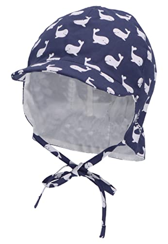 Sterntaler Unisex dziecięca czapka z daszkiem ochrona karku wieloryb czapka dziecięca, niebieski, 43