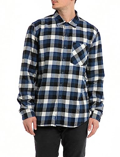 Replay Koszula męska regular fit, 010 Blue/Black/Natural White, M