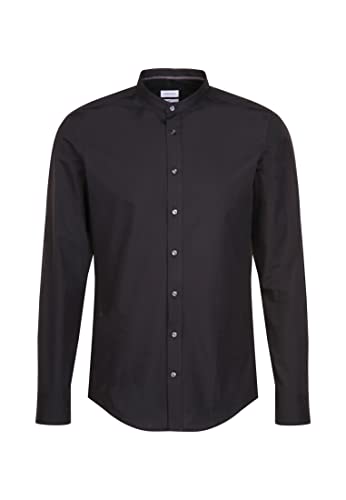 Seidensticker Męska koszula biznesowa z długim rękawem, ze stójką, nie wymaga prasowania, czarny (schwarz 39), 42