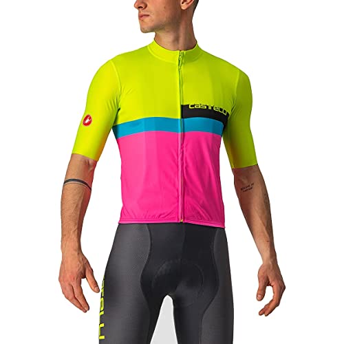 CASTELLI T-shirt męski z dżerseju, Electric Lime/Black-blue-magenta Fluo, XL