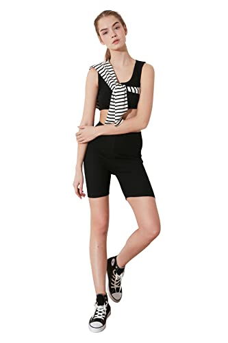 Trendyol Women's Kriegsbiker dzianinowe rajstopy legginsy, czarne, ekstra małe