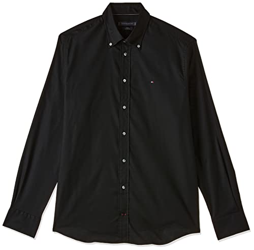 Tommy Hilfiger Męska sukienka koszulowa CL Flex OXF RF, czarna, 19, Czarny