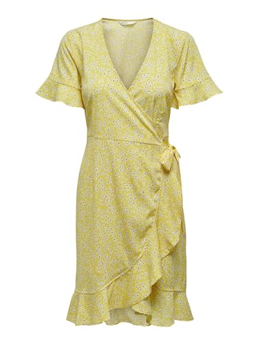 ONLY Onlolivia S/S Wrap Dress WVN Noos sukienka damska, kremowy złoty/Aop:dark Winni Ditsy, 36