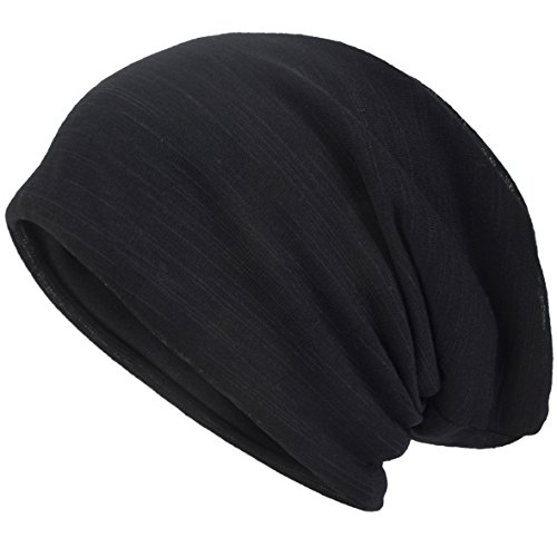 VECRY Męska czapka Slouch Hollow Beanie cienka letnia czapka Skullcap, Czarny, Rozmiar uniwersalny