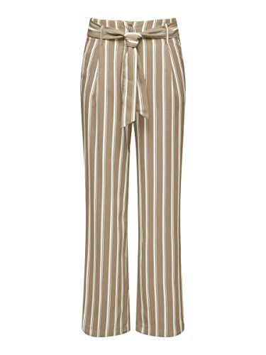 ONLY Spodnie damskie w paski, Silver Mink/Stripes:Cloud Dancer, 34W / 32L