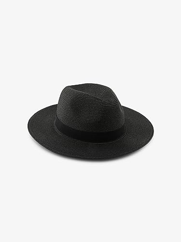 PIECES Kapelusz damski PCVYRA Straw HAT SWW, czarny/szczegóły: czarny, jeden rozmiar