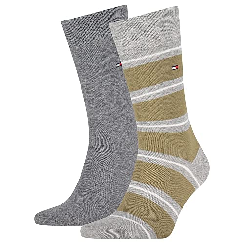 Tommy Hilfiger Męskie skarpety Rugby Colorblock Classic, Oliwkowy/szary melanż, 40-42 EU