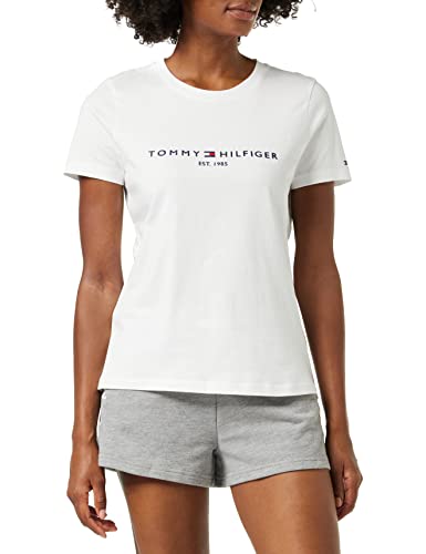 Tommy Hilfiger Heritage Hilfiger C-NK Reg Tee siateczkowe topy S/S damskie, biały, S