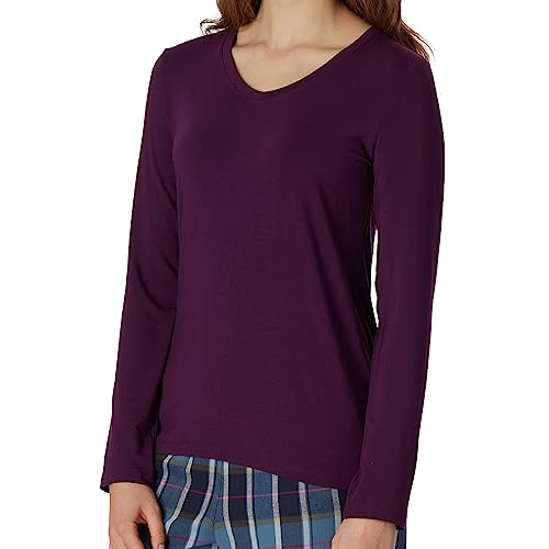 Schiesser Damska koszula do spania z długim rękawem mieszanka modalu + relaks, śliwka, 42, Pflaume, 42