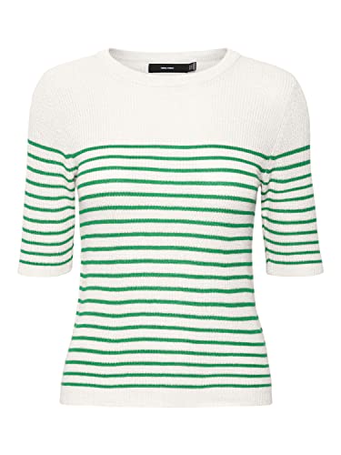 VERO MODA Sweter damski, Snow White/Szczegóły: w Bright Green Stripes, XL