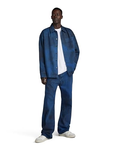 G-STAR RAW Męska koszula Boxy Fit, Wielokolorowy (Sea Blue Vintage Denim Wash Gd D23007-d338-g266), L