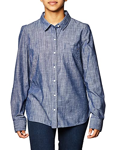 Tommy Hilfiger Damska koszulka z rolką - Chambray Button